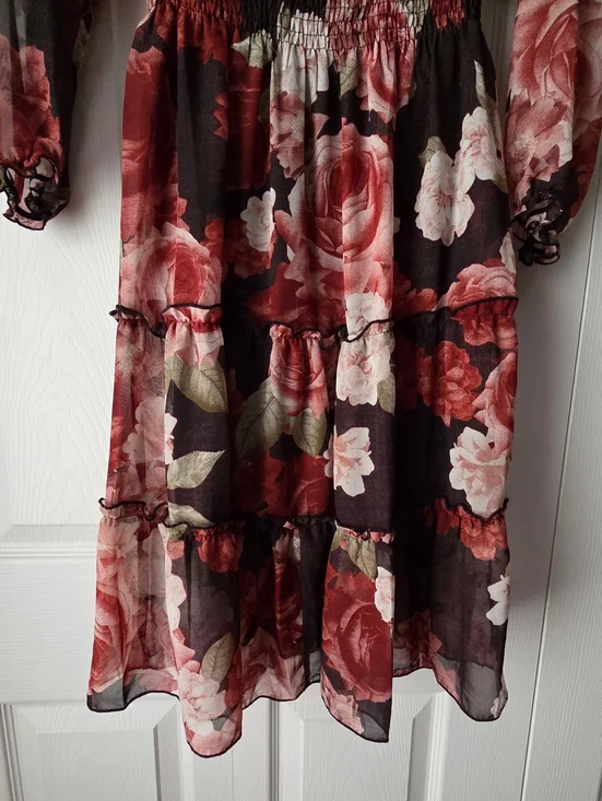 Kate And Lilly Off-Shoulder Floral Tiered Maxi Dress Size 12 - Picture 9 of 15